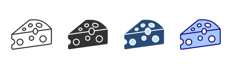 Cheese Icon Set. Designed In Multi Style