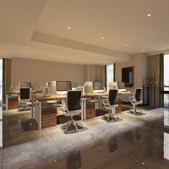 3d render of modern working office room