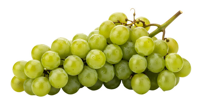 Bunch of green grapes on white background