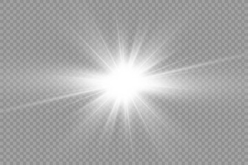 Fototapeta premium Dazzling flash. Bright Star. Magic dust. Brilliant vector. Bright sun. Glare. shining beam. Rash.