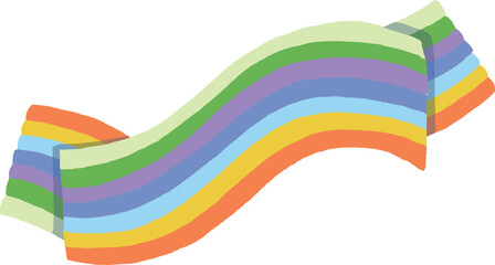 虹色のリボン　手描き風　見出しイラスト