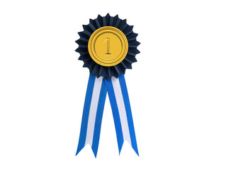 Blue ribbon gold medal first place award achievement competition success winner prize honor isolated celebration victory recognition accomplishment contest reward symbol excellence decorative