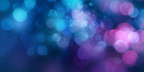 Abstract Blue and Purple Bokeh Lights Background with Gradient Effect