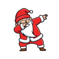 Cartoon Santa Claus Dabbing on White Background

