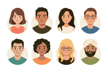 A collection of diverse cartoon profile pictures represents individuals from different backgrounds.