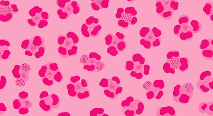 Cute pink seamless pattern with flower and leopard print inspiration background