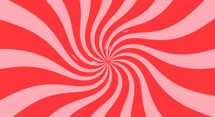 Abstract hypnotic spiral pattern with red and light pink lines emanating from center