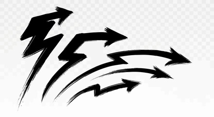 Hand Drawn Arrows Set: Expressive Black Brushstrokes Guiding the Way Forward