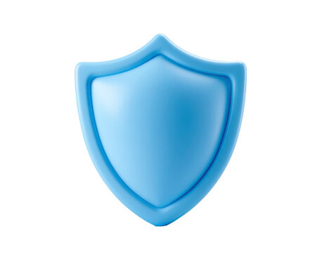 Blue shield security symbol 3D icon protection safety digital defense glossy isolated emblem modern design conveying trust and reliability