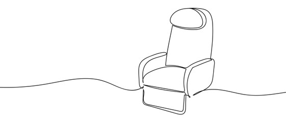 Obraz premium Airplane seat, continuous line Dynamic single line draw design vector illustration graphic Editable stroke. 