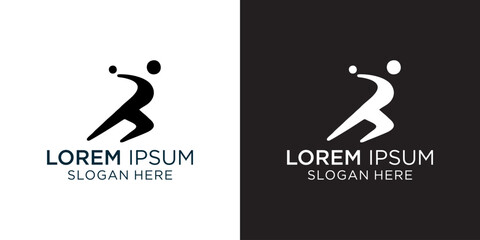 Dynamic abstract logo for sports team or athletic brand, conveying speed, agility and power for fitness app or sports equipment company with clean modern design and high impact vector