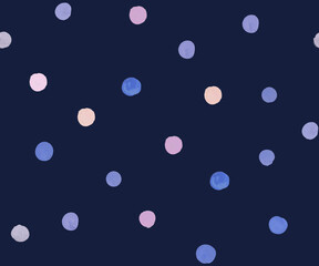 Seamless pattern with irregular polka dots painted with gouache for textiles and design
