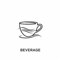 Simple Line Art Drawing of a Beverage Cup with Wavy Liquid Inside.
