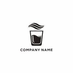 Elegant Glass of Water Logo Design with Wave Accent for a Refreshing Brand Identity.