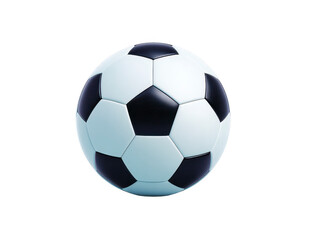 Fototapeta premium Black and white soccer ball isolated on transparency background, classic pentagon and hexagon pattern, sports equipment for football game, clean and simple design, energetic and playful mood