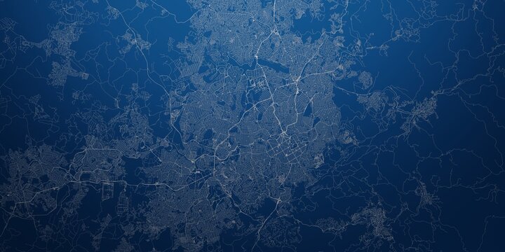 Belo Horizonte (Brazil) street map. The style of the map is blue metal