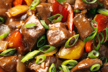 Stir Fry Chinese Pork Liver in a white plate