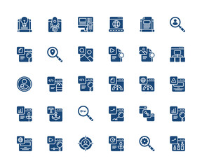 Search engine optimization icon set. Vector icons. Glyph icons