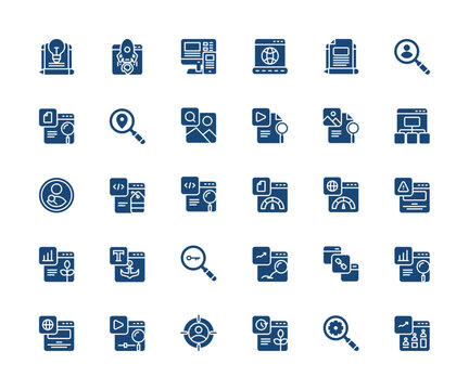 Search engine optimization icon set. Vector icons. Glyph icons