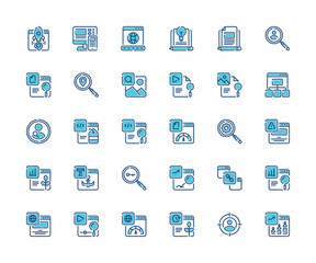 Search engine optimization icon set. Vector icons. Two colors icons