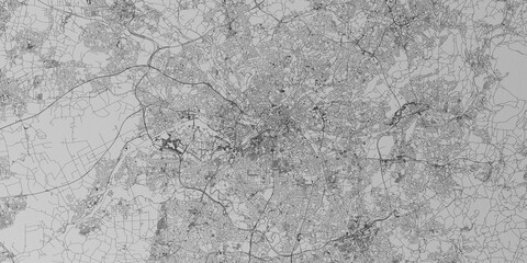 Manchester (United Kingdom) street map. The style of the map is grey paper © Hairem
