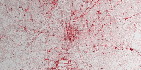 Atlanta (Georgia, USA) street map. The style of the map is red ink