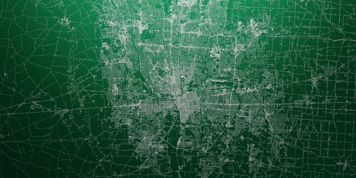 Columbus (Ohio, USA) street map. The style of the map is green metal