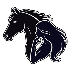 Horse and woman head vector illustration equin animal character design