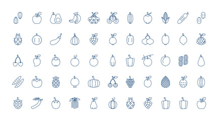 Fruits icon set. Vector icons. Line icons