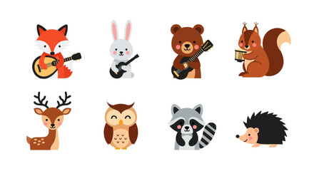 Cartoon animals playing musical instruments in a whimsical illustration
