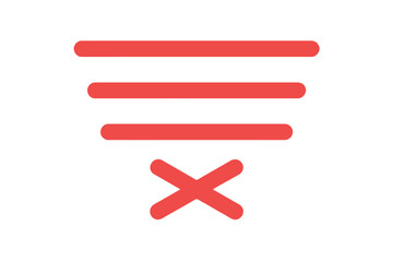 Fototapeta premium Red hamburger menu icon with an x below it on a white background design