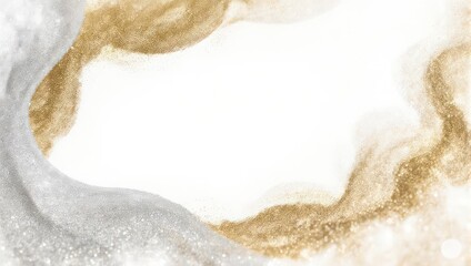 Elegant Gold and Silver Glitter Abstract Background with White Copy Space.