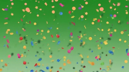 Vibrant confetti showers create a dynamic, celebratory atmosphere perfect for festive events and joyful occasions