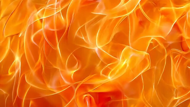 A closeup view of vibrant orange and yellow flames, creating a mesmerizing visual effect. The flames appear to be in motion.