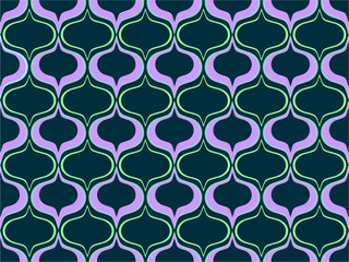 Abstract retro geometric pattern with purple and teal shapes