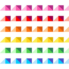 Colorful geometric pattern with colorful rows and shadow illusion