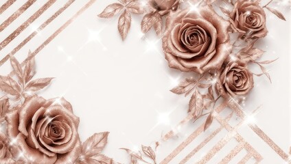 Elegant Rose Floral Design with Decorative Elements and White Background.