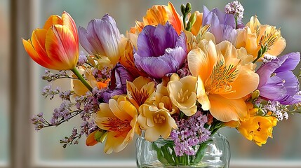 Colorful Strelitzia Bloom With Water