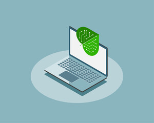 Green computing, green IT,  green information technology or Information and Communication Technology Sustainability. Conceptual illustration. 