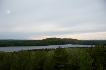 Scenic peak with mountains and ocean view, 