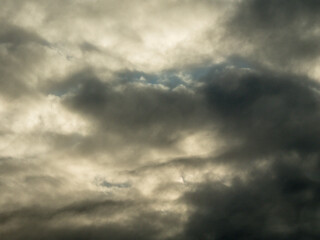Dark and dramatic cloudy sky. Nature background.
