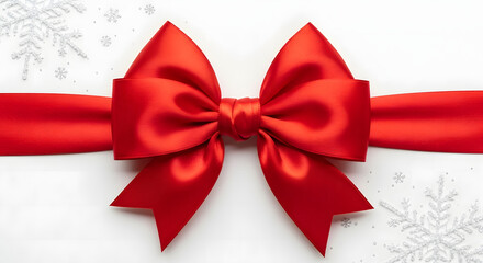 Elegant red gift bow on a white festive background