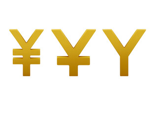 Obraz premium Golden yen currency symbols with different bar styles, isolated on transparent background, representing finance, wealth, and international economy concepts