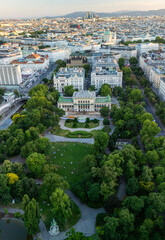 Stadtpark (City Park) in Vienna, Austria aerial view