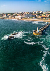 Fototapeta premium Farolim de Felgueiras - Porto, aerial view