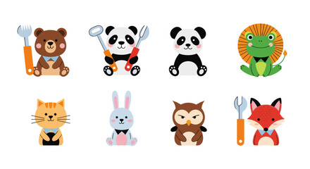 Assortment of desserts and sweets colorful icons for culinary designs