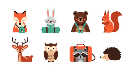 Cartoon animals illustration set vector graphic design for various projects