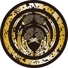 杏葉と粟の家紋メダル