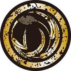 杏葉と粟の家紋メダル