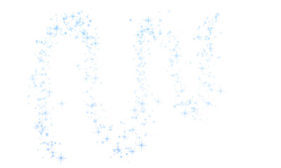 Sparkling glitter trail light blue fairy dust effect vector design element for magical backgrounds and festive decorations isolated on white